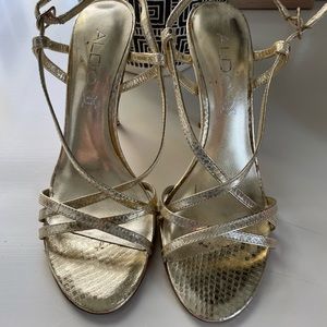 ALDO Gold Snakeskin Strappy Heels